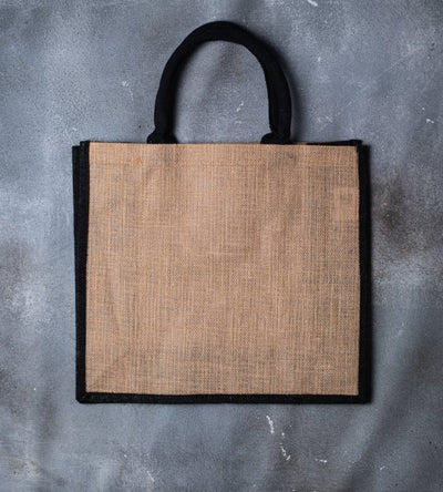 Black Edge Jute Bag - 390x150x350mm