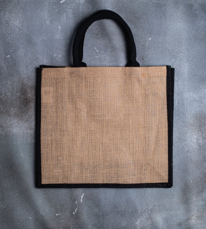 Black Edge Jute Bag - 390x150x350mm