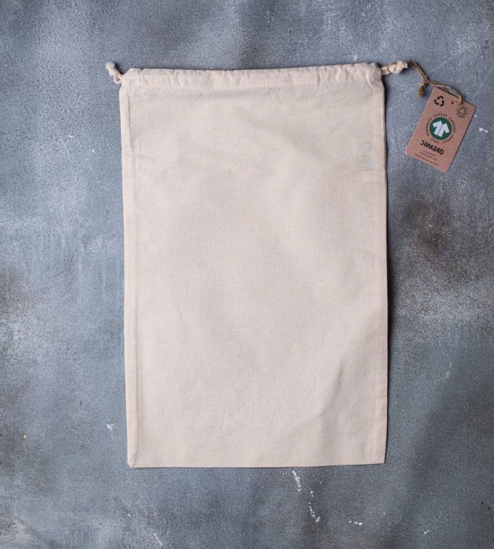 GOTS Organic 5oz Natural Cotton Drawstring Pouch - 310x480mm