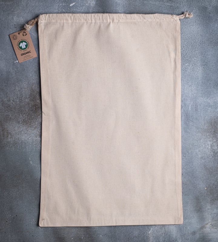 GOTS Organic 5oz Natural Cotton Drawstring Pouch - 400x600mm