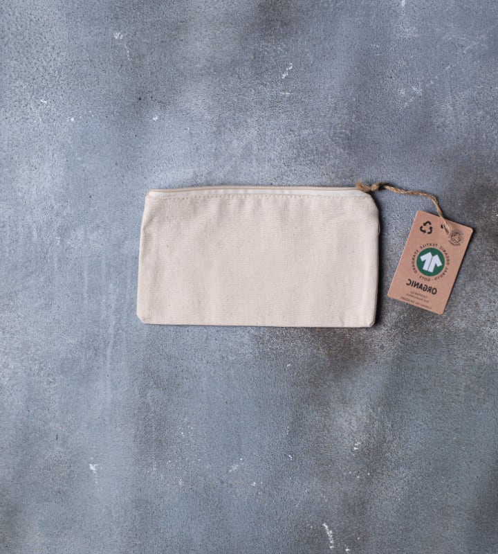 GOTS Organic 10oz Natural Canvas Zip Pouch - 220x120mm