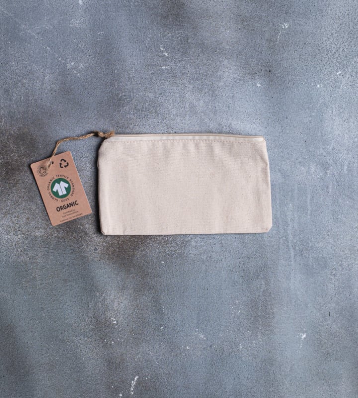 GOTS Organic 10oz Natural Canvas Zip Pouch - 220x120mm