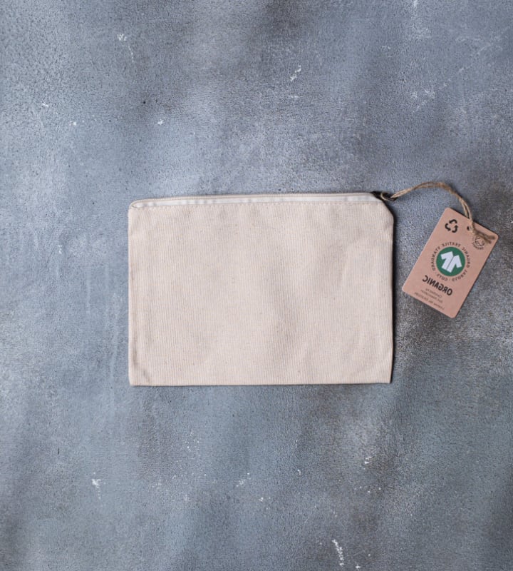 GOTS Organic 10oz Natural Canvas Zip Pouch - 240x160mm