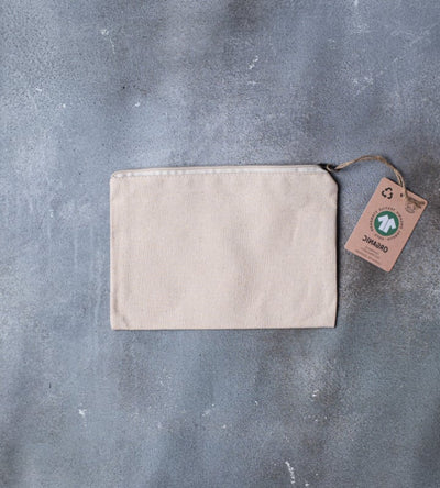 GOTS Organic 10oz Natural Canvas Zip Pouch - 240x160mm