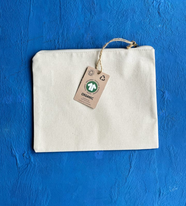 GOTS Organic Natural Canvas Zip Pouches