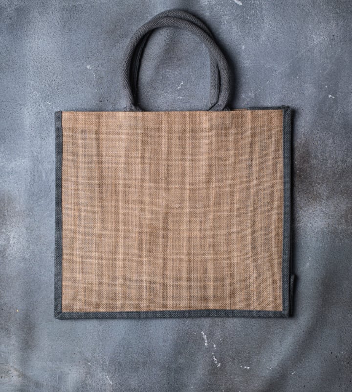 Grey Edge Jute Bag - 390x150x350mm