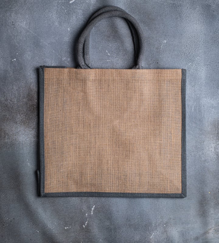 Grey Edge Jute Bag - 390x150x350mm