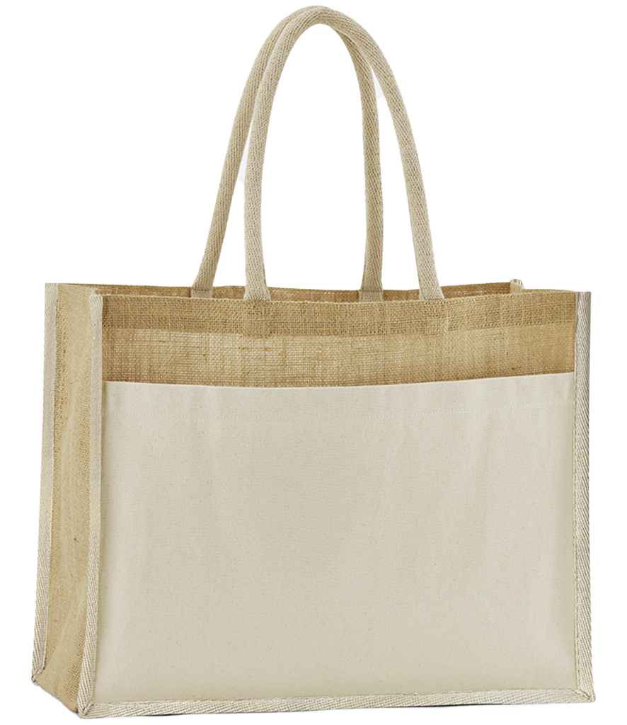 Westford Mill Cotton Pocket Natural Starched Jute Shopper - W480